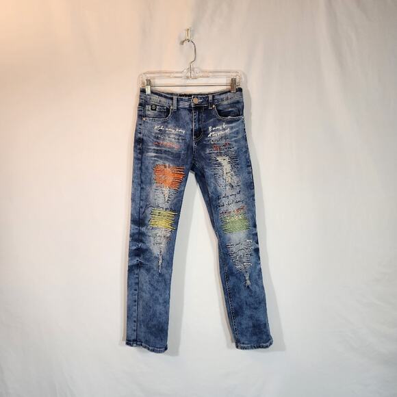 SWITCH Remarkable Distressed Embroidered Streetwear Artsy Art To Wear Jeans 14 - Picture 1 of 12